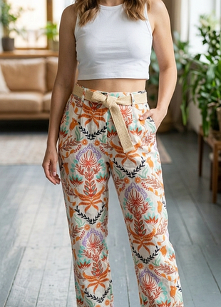 Брюки жіночі з високою талією в пастельних тонах широкий крій