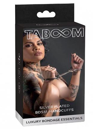 Наручники для бдсм практик taboom luxury bondage essentials металеві, срібні
