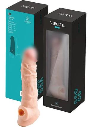 Насадка на пенис virgite s8, бежевая, 19.8 см секс-магазин взрослых игрушек