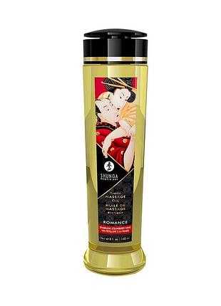 Масажна олія shunga romance — sparkling strawberry wine (240 мл) натуральне зволожувальне секс-магазин дорослих іграшок
