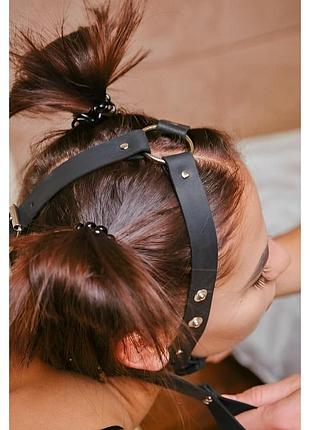 Сбруя на голову tst1 candy hero, экокожа, черная, one size секс-магазин взрослых игрушек