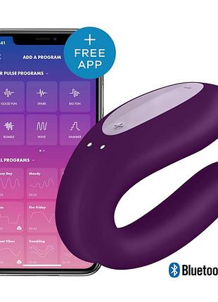Смарт-вибратор для пар satisfyer double joy violet с широким клиторальным стимулятором секс-магазин взрослых игрушек