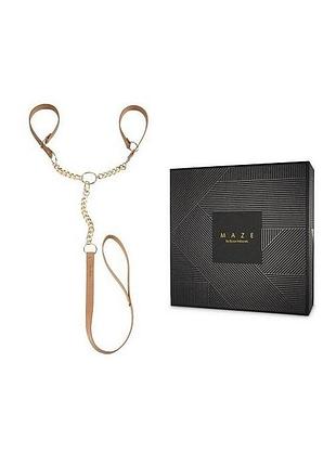 Наручники з повідцем indiscrets maze - t-restraints black, подарункова упаковка секс-магазин дорослих іграшок