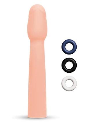 Насадка на пенис size-up penis entender с 3 эрекционными кольцами в наборе, бежевая секс-магазин взрослых игрушек