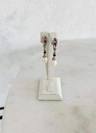 Сережки срібло перли agni