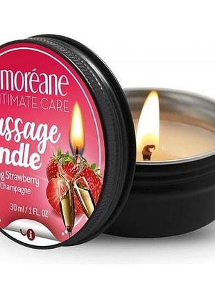 Масажна свічка amoreane полуниця з шампанським, 30 мл секс-магазин дорослих іграшок