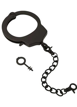 Наручник с цепочкой и карабином roomfun с ключиком, чёрный секс-магазин взрослых игрушек