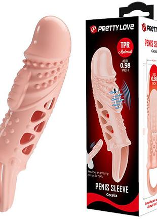 Насадка на член - pretty love cecelia vibrating penis sleeve flesh