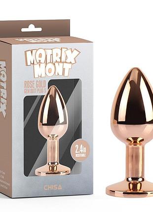 Анальна пробка золота chisa matrix mont з різнобарвним каменем, розмір s секс-магазин дорослих іграшок