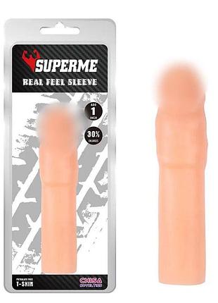 Насадка подовжуюча реалістична chisa superme real feel sleeve, тілесна секс-магазин дорослих іграшок