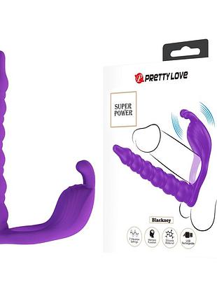 Виброкольцо с клиторальным и анальным стимулятором pretty love blackney, фиолетовое секс-магазин взрослых игрушек