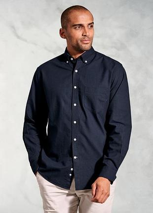 Сорочка чоловіча льняна livergy темно-синя довгий рукав