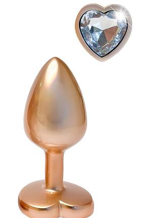 Алюминиевая анальная пробка dream toys gleaming love с декоративным камнем, м секс-магазин взрослых игрушек