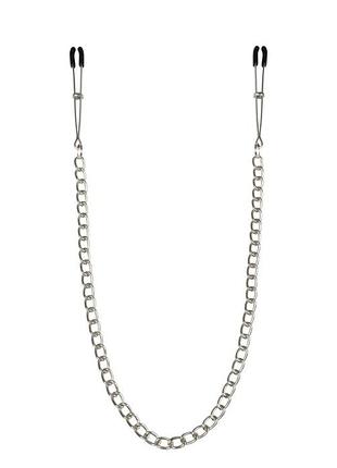Тонкие зажимы для сосков с цепочкой feral feelings - chain thin nipple clamps, серебро/черный секс-магазин взрослых игрушек