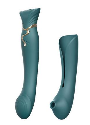 Смартвибратор 3в1 zalo — queen set jewel green, пульсирующая жемчужина и вакуум, кристалл swarovski секс-магазин взрослых игрушек