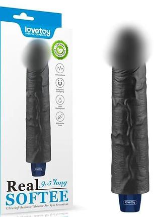 Вібратор real softee rechargeable vibrating dildo (black) 9.5 секс-магазин дорослих іграшок