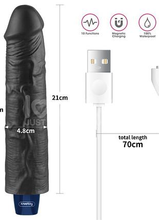 Вибратор real softee rechargeable vibrating dildo(black) 9.5 секс-магазин взрослых игрушек 3