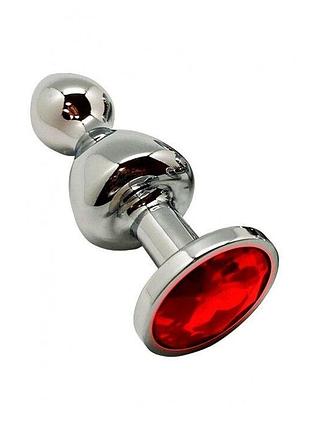 Металлическая анальная пробка wooomy lollypop double ball metal plug red l диаметр 3,5, длина 10,5 с секс-магазин взрослых