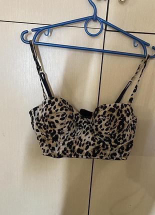 Топ корсет з чашкою на тонких брітелях з чашкою пуш ап леопард принт asos 38 b