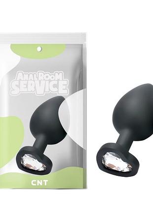 Черная анальная пробка с диамантом clear love black diamond plug large секс-магазин взрослых игрушек