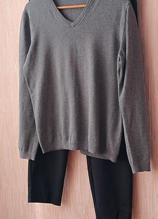 Esprit светр жіночий m | 100% бавовна | базовий сірий | v-подібний виріз