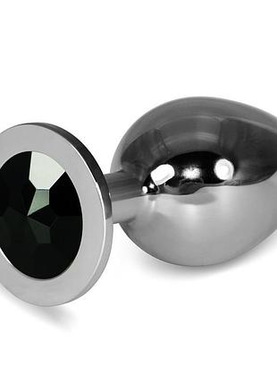 Анальний корок із чорним каменем rosebud classic metal plug large секс-магазин дорослих іграшок