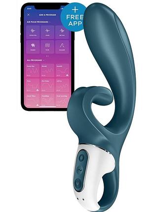 Смарт вибратор кролик satisfyer hug me bluegrey, 2 мотора, диаметр 4,2см, широкая клиторальная часть секс-магазин взрослых