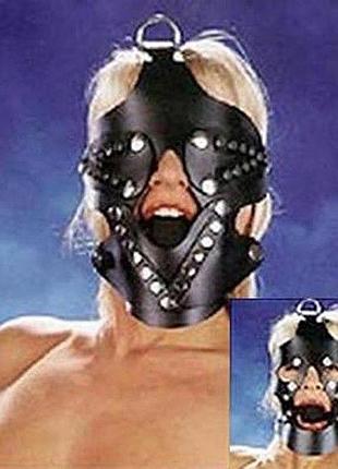 Черный намордник с кляпом 3,5 см секс-магазин взрослых игрушек