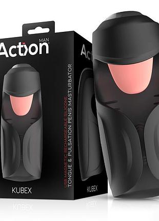 Вібромастурбатор для чоловіків action kubex masturbator licking tongue секс-магазин дорослих іграшок