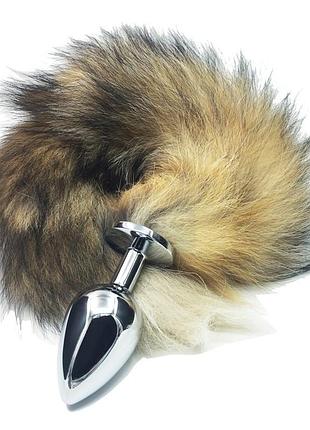 Анальний металевий корок із хвостом секс-магазин дорослих іграшок