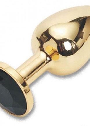 Золотая анальная пробка с черным камнем rosebud anal plug small секс-магазин взрослых игрушек