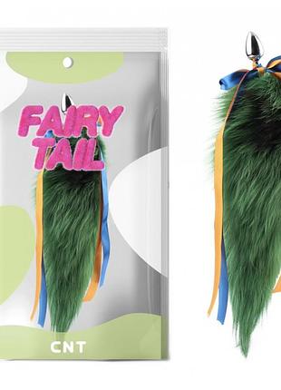 Анальная пробка с пушистым хвостом detachable fluffy fox tail plug green 18.5 секс-магазин взрослых игрушек