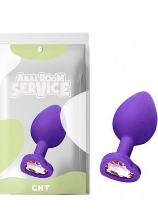 Силиконовая нальная пробка с розовым кристаллом love purple diamond plug medium секс-магазин взрослых игрушек