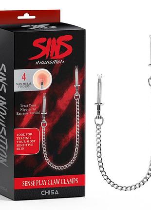 Зажими для сосків на ланцюжку sense play claw clamps секс-магазин дорослих іграшок