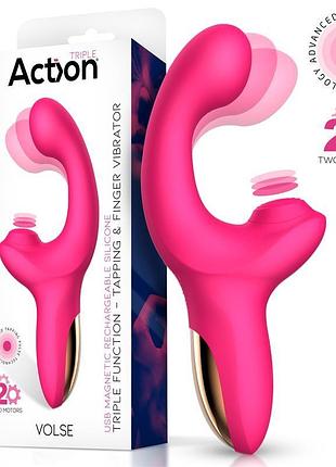 Action volse triple function vibe with finger and pulsation tapping секс-магазин взрослых игрушек