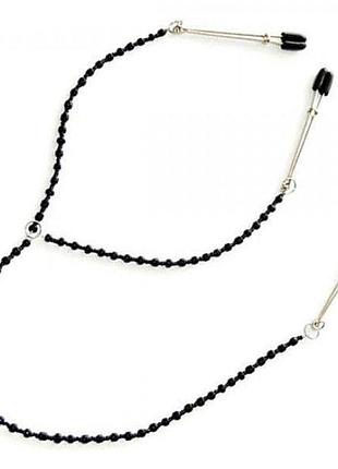 Черная цепочка из биссера с зажимами для сосков секс-магазин взрослых игрушек