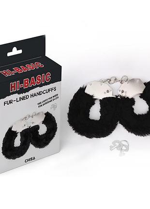 Чорні наручники з хутром hi basic секс-магазин дорослих іграшок