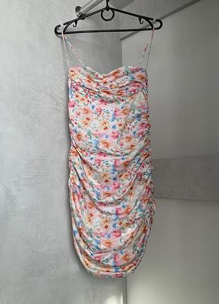 Квіткова літня жіноча сукня на бретелях shein розмір s