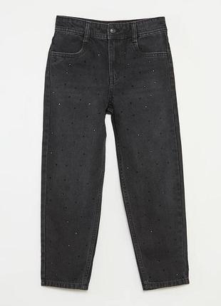 Стильні чорні джинси straight для дівчинки kiabi франція декоровані стразами