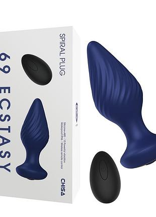 Анальна пробка з пультом 69 ecstasy spiral plug blue секс-магазин дорослих іграшок