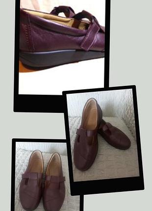 Суперкомфортные женские туфли из мягкой натуральной кожи бардового цвета, стиля "мэри джейн" британского бренда hotter, размер  6/39.