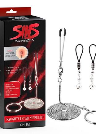 Зажим для половых губ и украшения на соски naughty fetish nipple kit секс-магазин взрослых игрушек