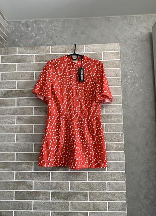 Жіночий літній комбінезон, ромпер червоного кольору в горох розмір m boohoo