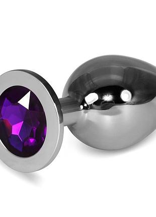 Анальний корок з фіолетовим каменем rosebud classic metal plug large секс-магазин дорослих іграшок