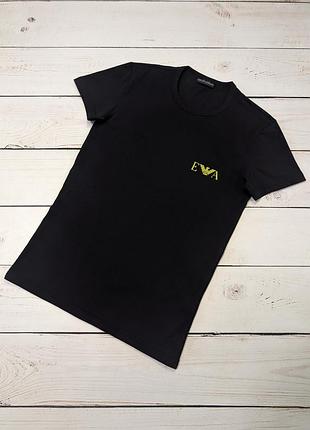 Чоловіча чорна завужена футболка emporio armani оригінал емпоріо армані