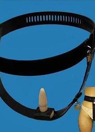 Черное женское устройство целомудрия с анальной пробкой секс-магазин взрослых игрушек