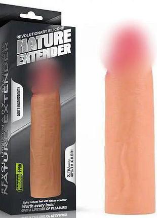 Насадка на член - revolutionary silicone nature extender add 1" flesh