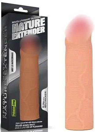 Насадка на член - revolutionary silicone nature extender add 1.5" flesh