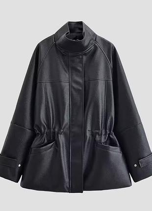 Уличная черная кожаная женская куртка с воротником-инным рукавом на молнии на талии с закрытыми карманами, женское пальто 2026