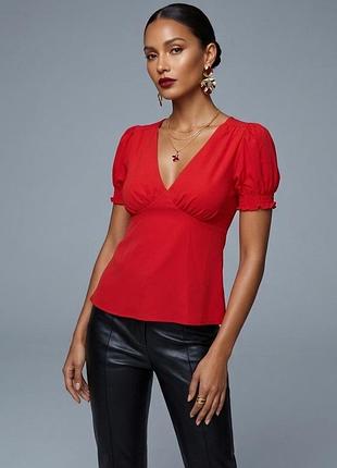 Элегантная красная блуза new look ❤️ с глубоким v-образным вырезом и открытой спиной